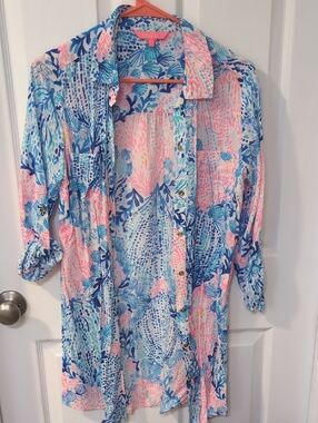 Lilly Pulitzer Pink & Blue Printed Swim Coverup